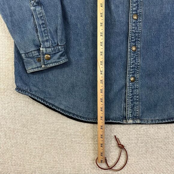 Vintage Carhartt Jacket Men's XL Tall Blue Denim Fleece Lined Shacket S115DST - Picture 8 of 9